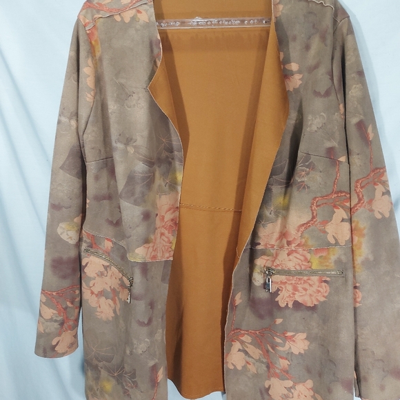 Amanda Green Floral Fall Lightweight Open Jacket, XXL - Picture 2 of 15